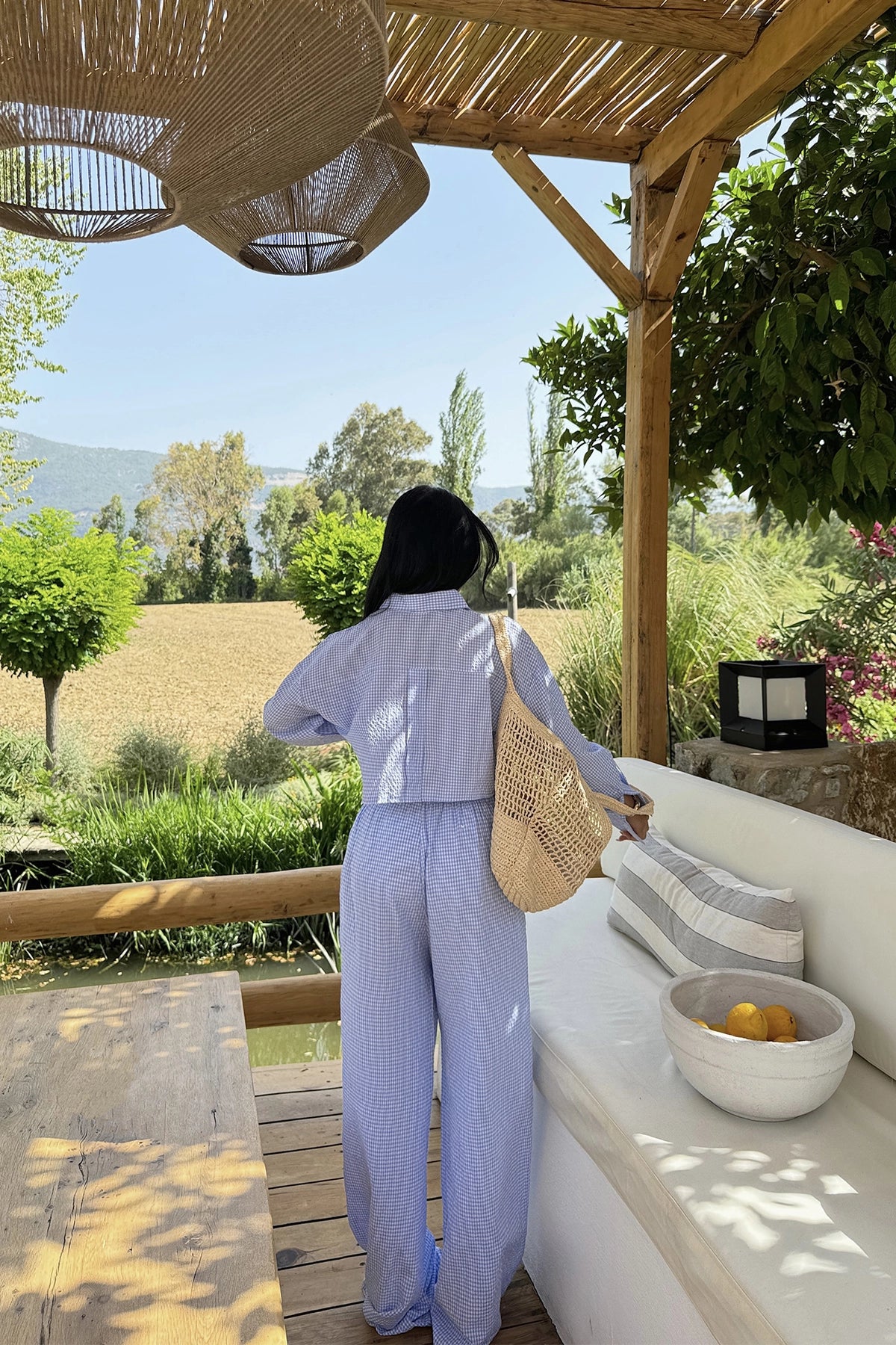 ENSEMBLE D'ÉTÉ À CARREAUX BLEU