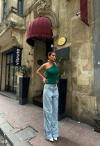 ONE SHOULDER TOP GREEN