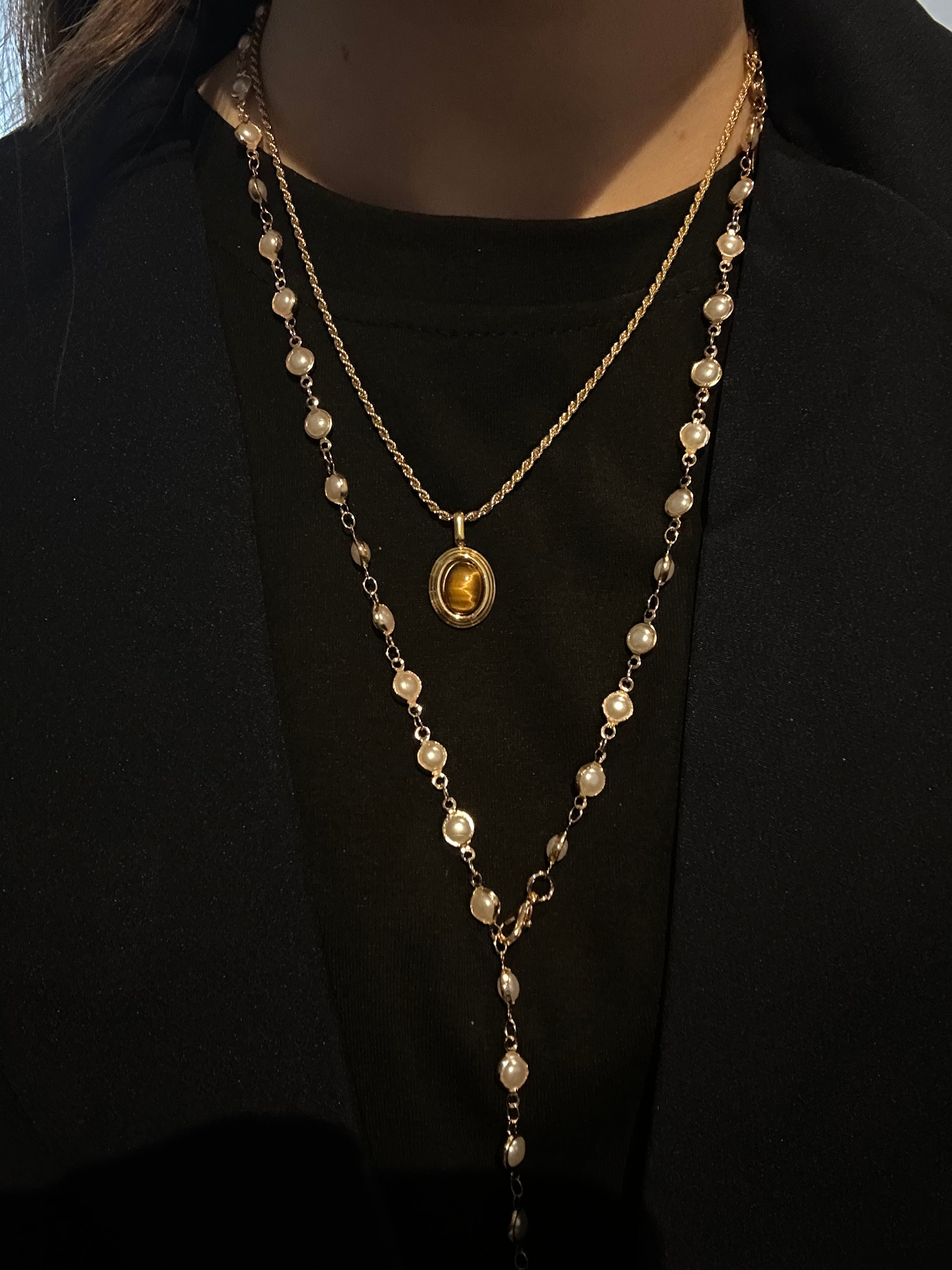 STONE NECKLACE STAINLESS STEEL GOLD