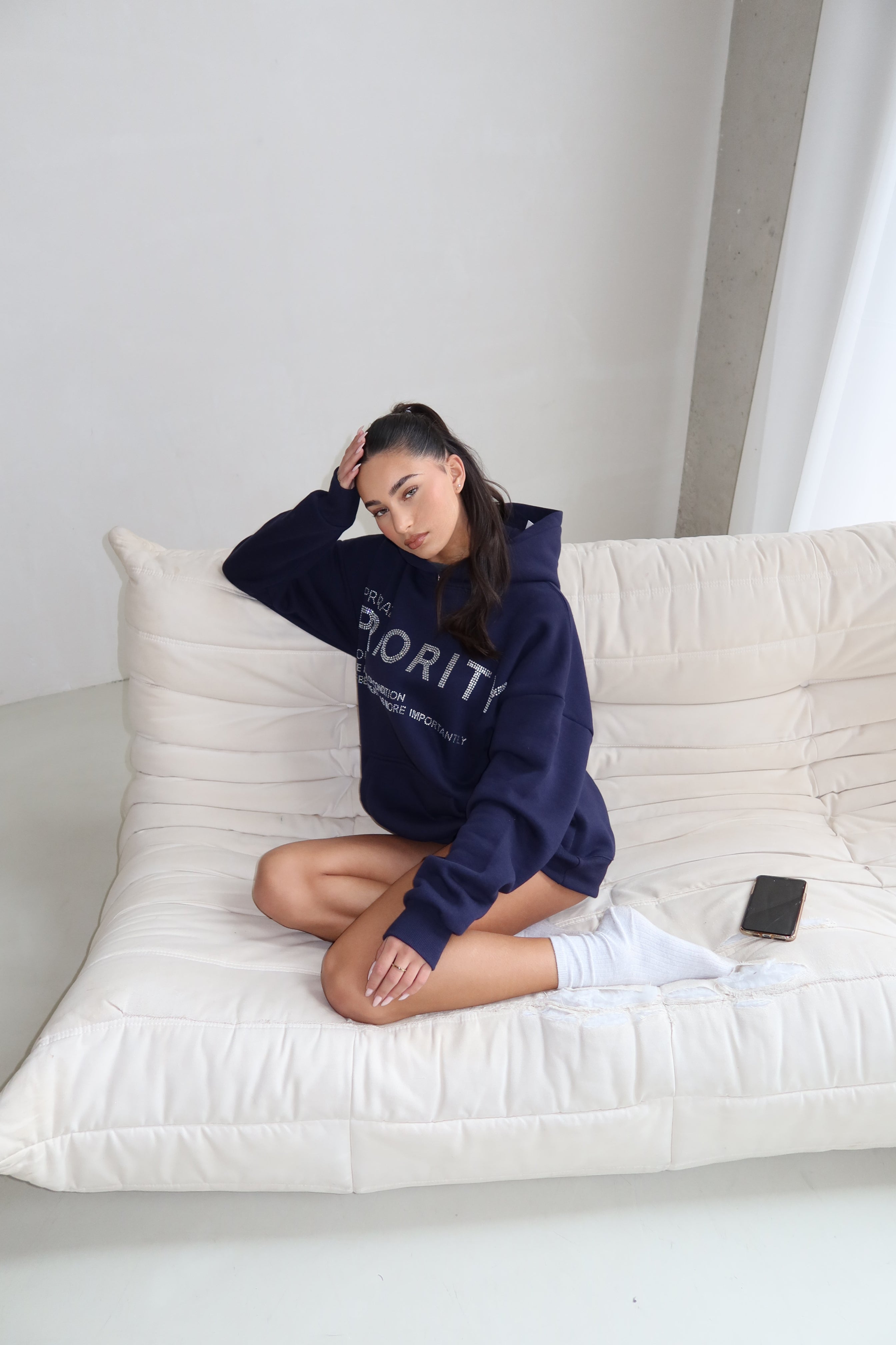 PRIORITY RHINESTONE HOODIE