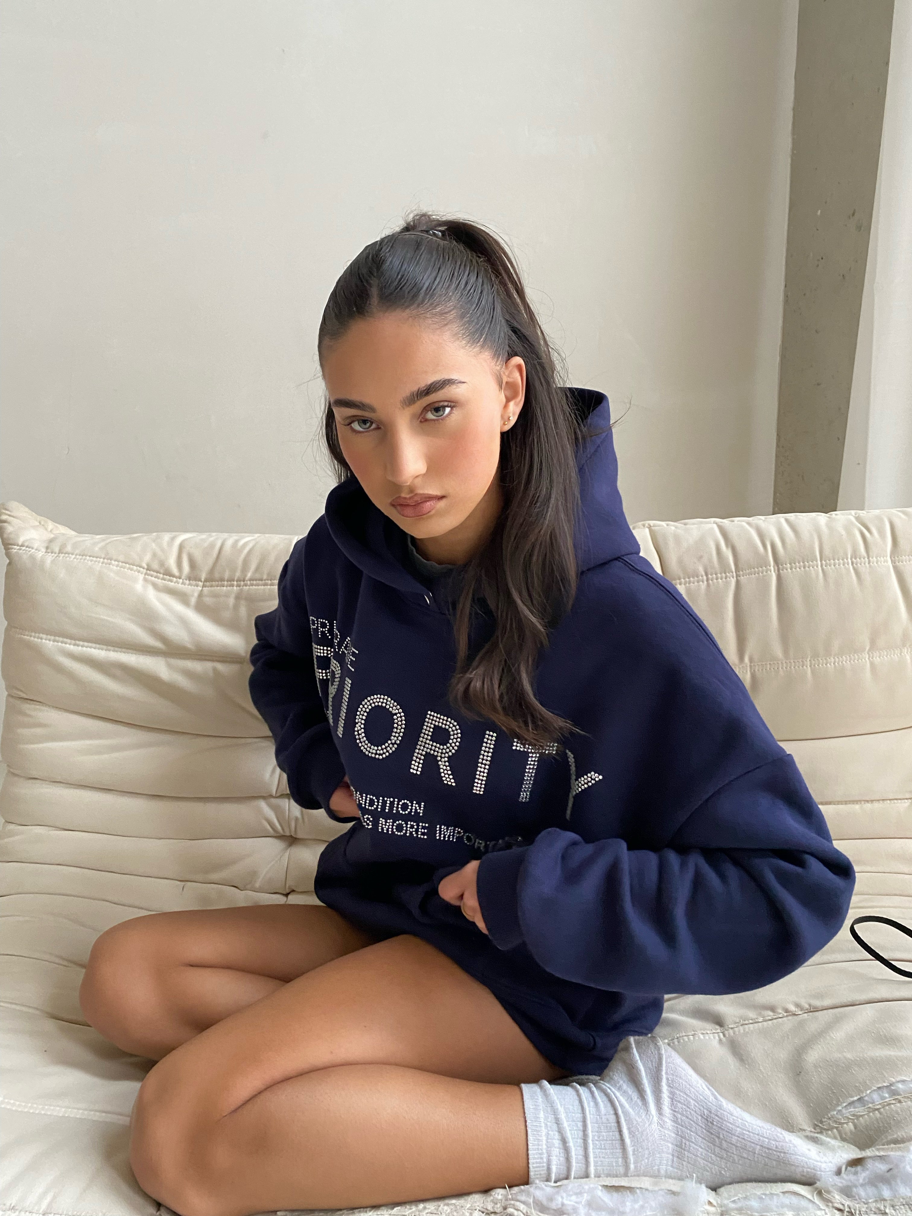 PRIORITY RHINESTONE HOODIE