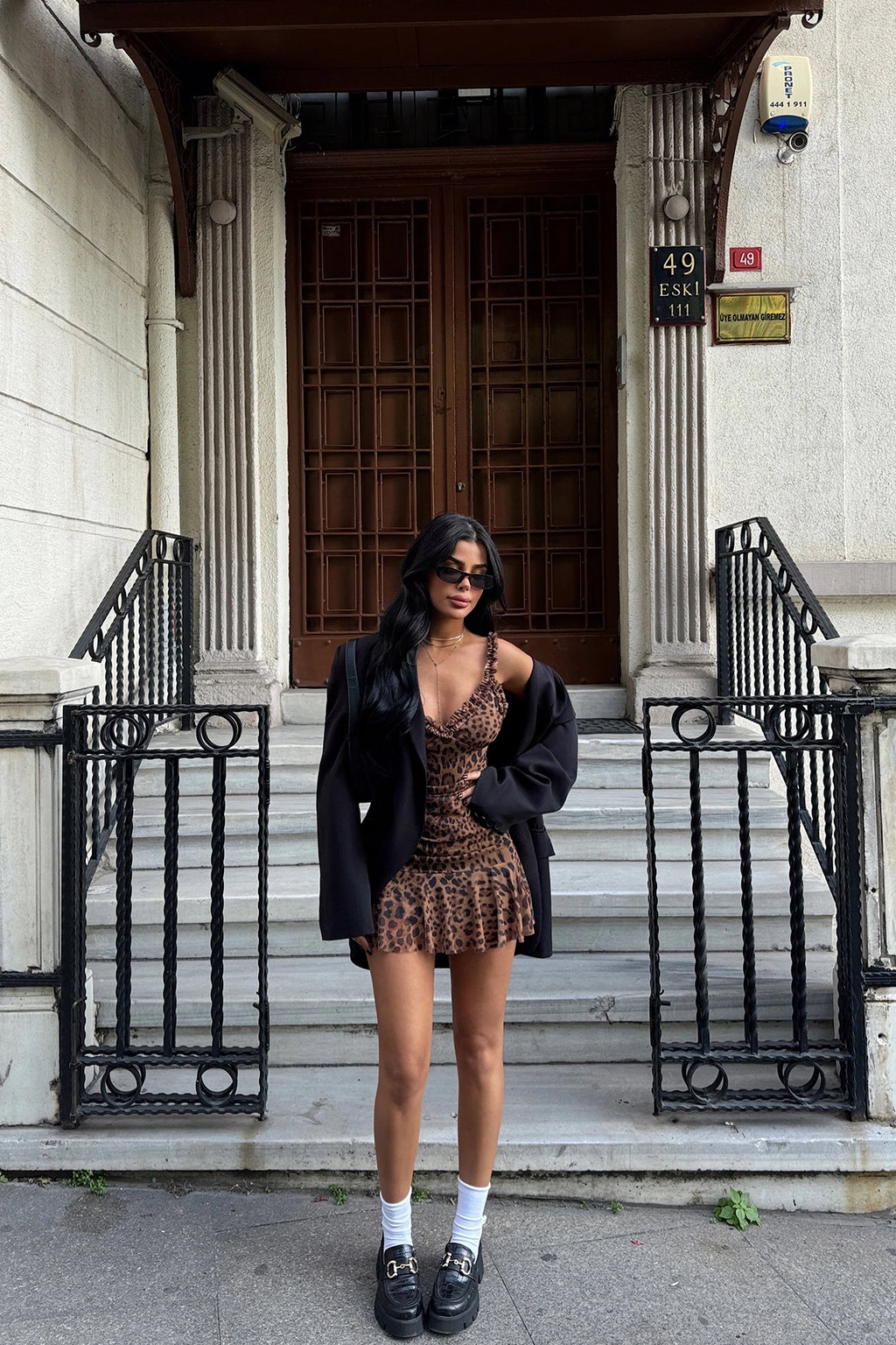 LEOPARD RUFFLE DRESS