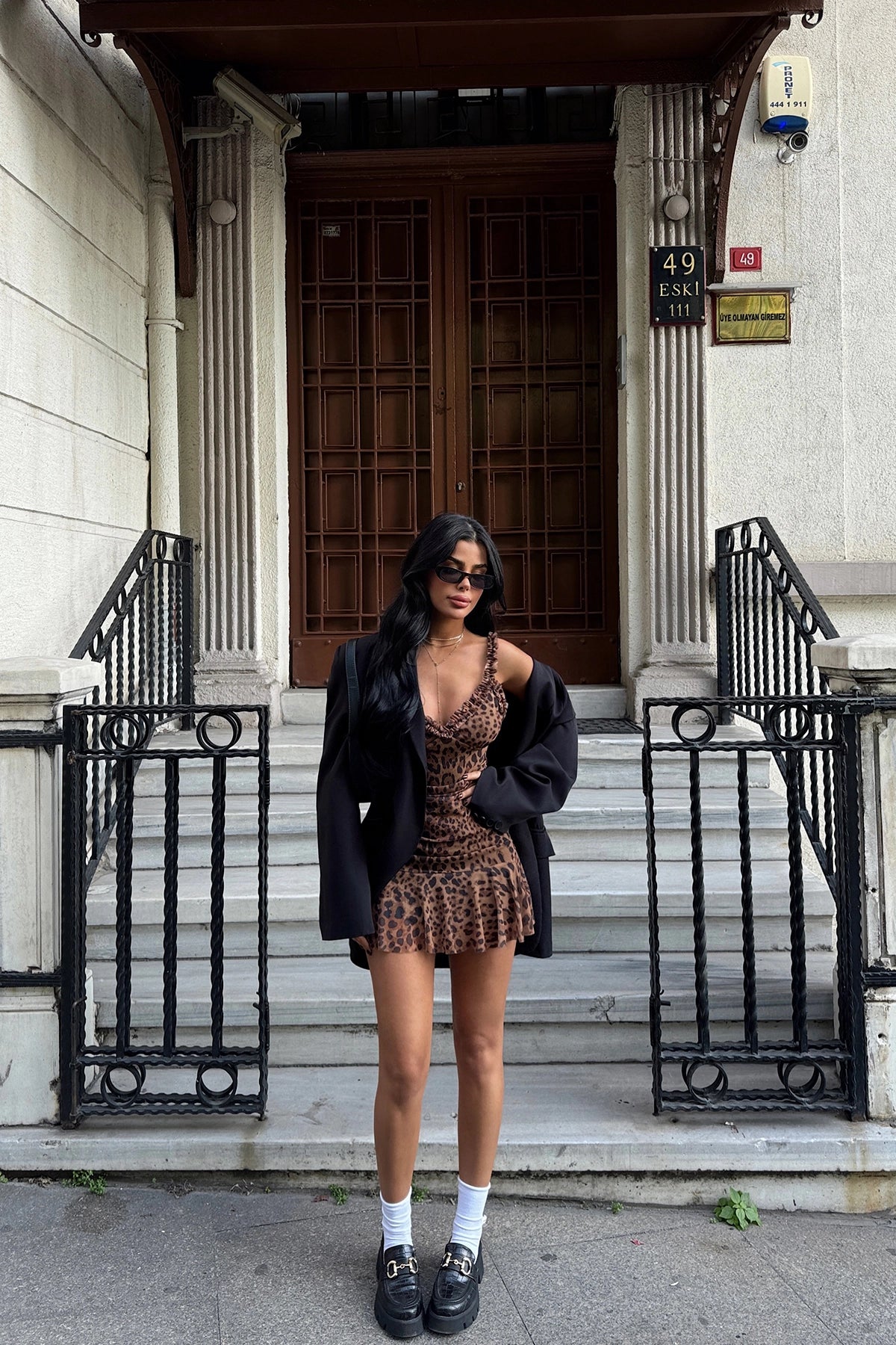LEOPARD RUFFLE DRESS