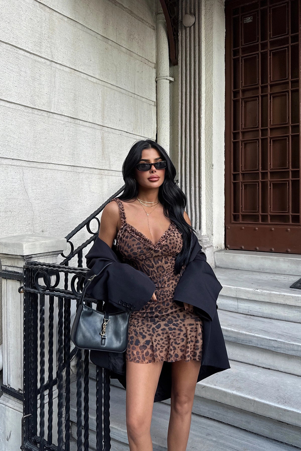 LEOPARD RUFFLE DRESS