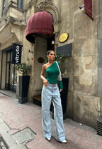ONE SHOULDER TOP GREEN