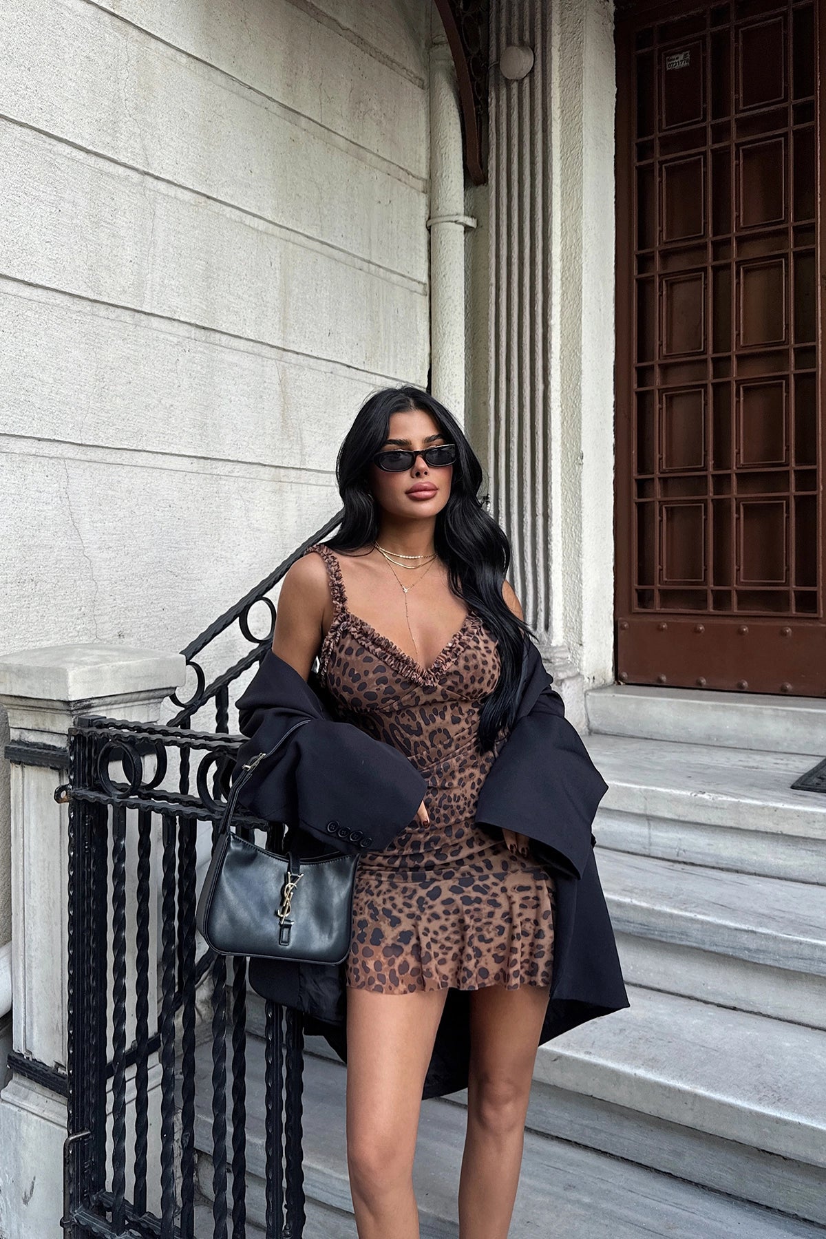 LEOPARD RUFFLE DRESS