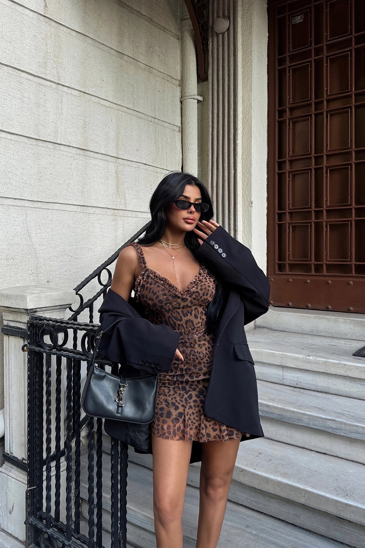 LEOPARD RUFFLE DRESS